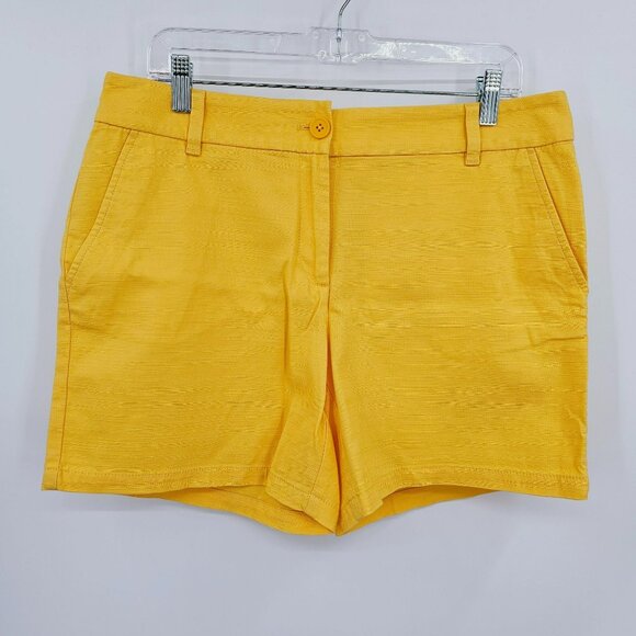 Loft Outlet Shorts 8 6in Mid Rise Golden Mustard Yellow Cotton Casual Bright New - Picture 1 of 12